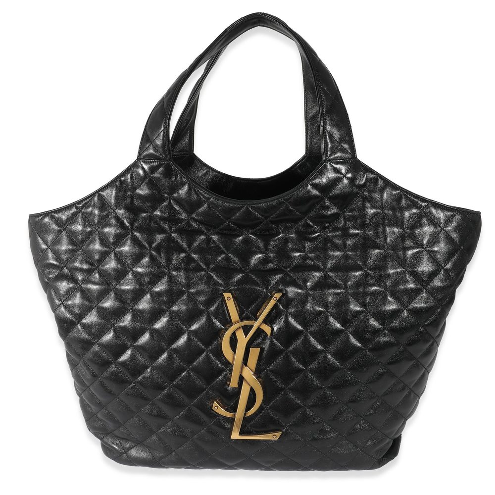 Saint Laurent Black Quilted Lambskin ICare Maxi Shopping Bag
